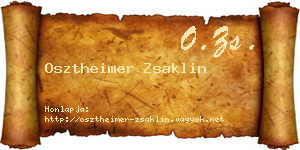 Osztheimer Zsaklin névjegykártya